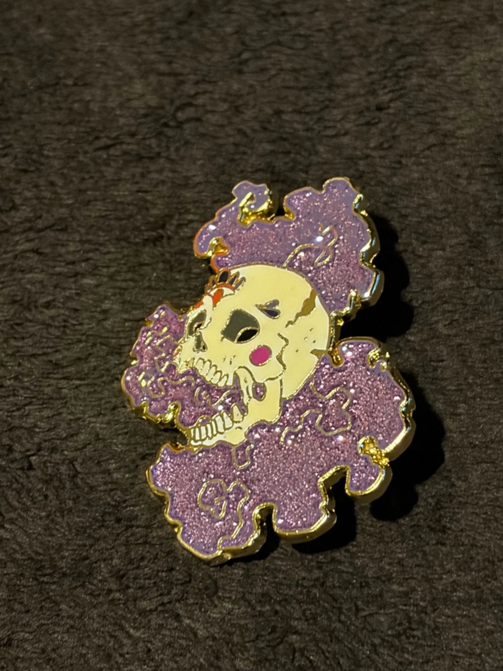 Purple Glitter Smoke Skull Metal Enamel Pin